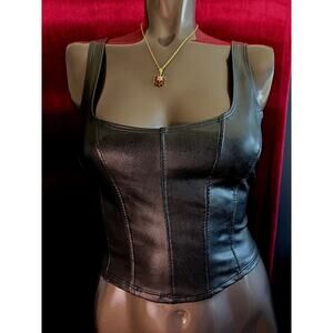 Altar’d State Faux Leather Corset Top Black S Bustier Goth Dark Femme